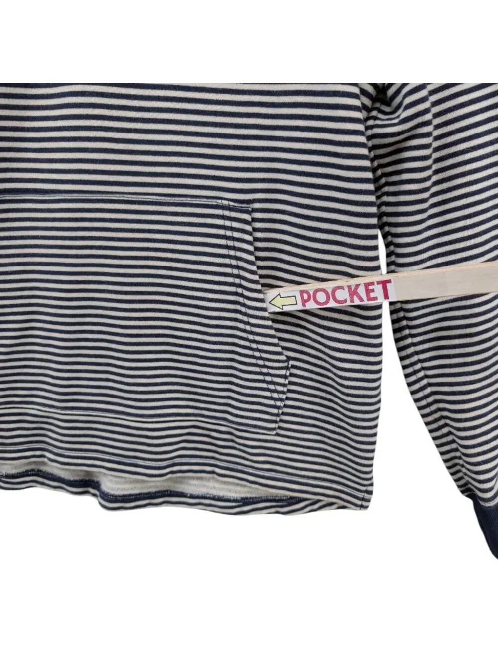 J.CREW French Terry Mockneck Sweatshirt Mens Navy Cream Stripe Button Size L